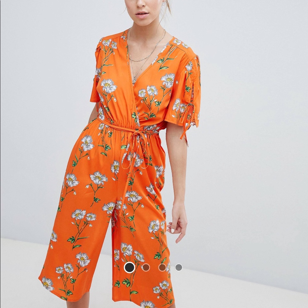 Wrap Front  Jumpsuit With Tie Waist